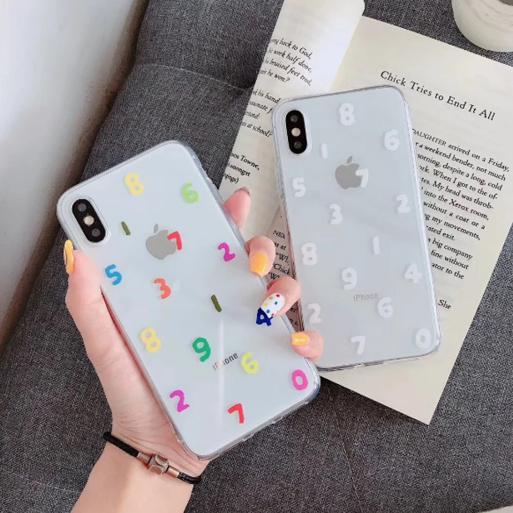 

Transparent Phone Case For Iphone 11pro 11 Pro Max Xs Max Xr 7 8 6s 6 Plus Graffiti Digital Protective Case Soft TPU Clear Shell