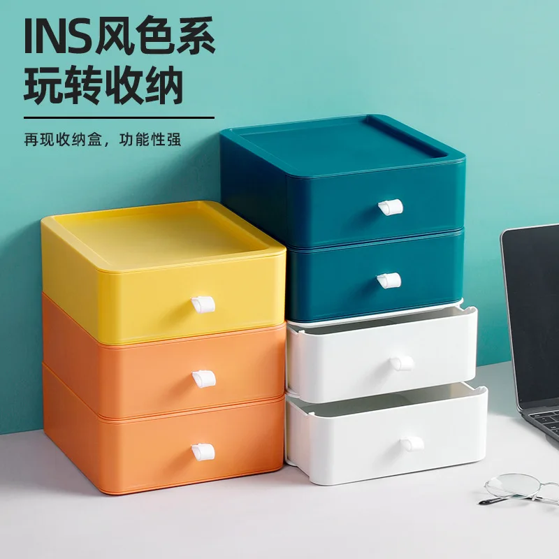 

Art Portable Storage Box Cute Drawer Bathroom Plastic Storage Box Desktop Stationery Caisse De Rangement Home Storage BL50SNH