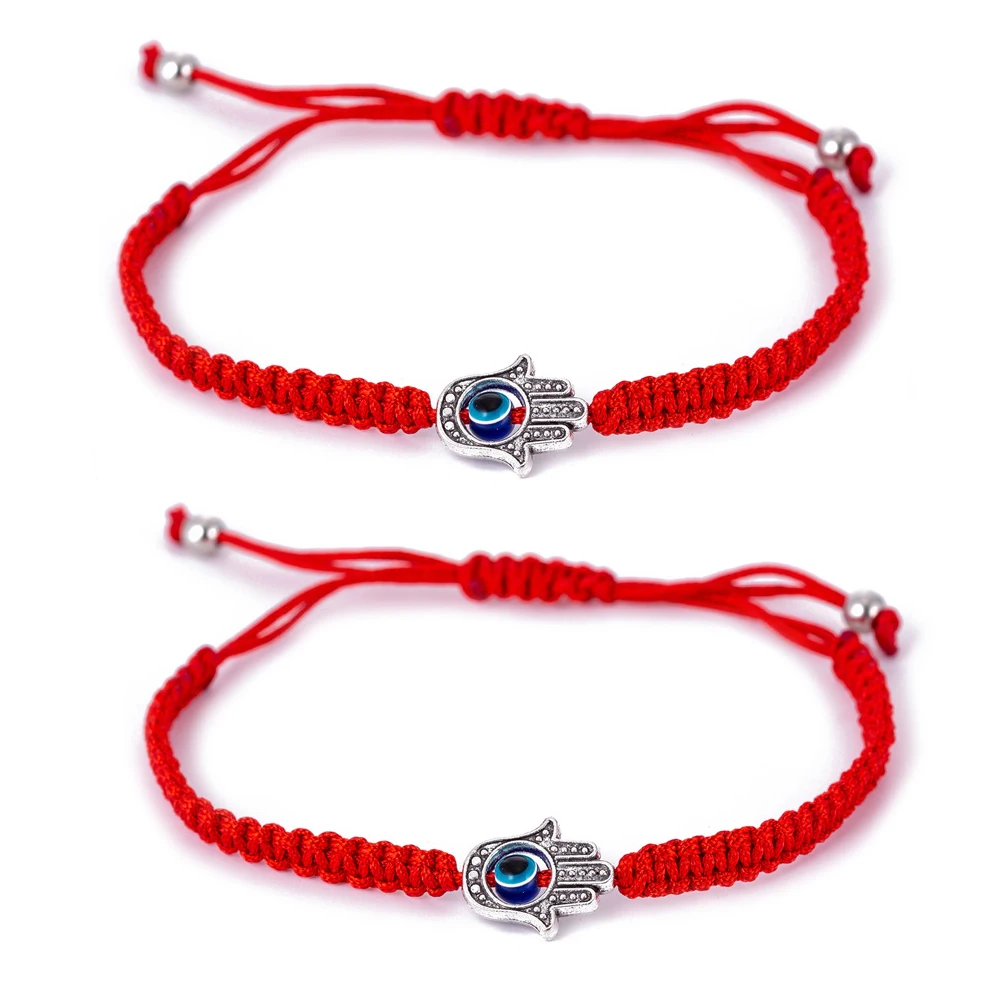 2 шт./компл. браслет с подвесками Хамса из сглаза для защиты удачи кабала Красная