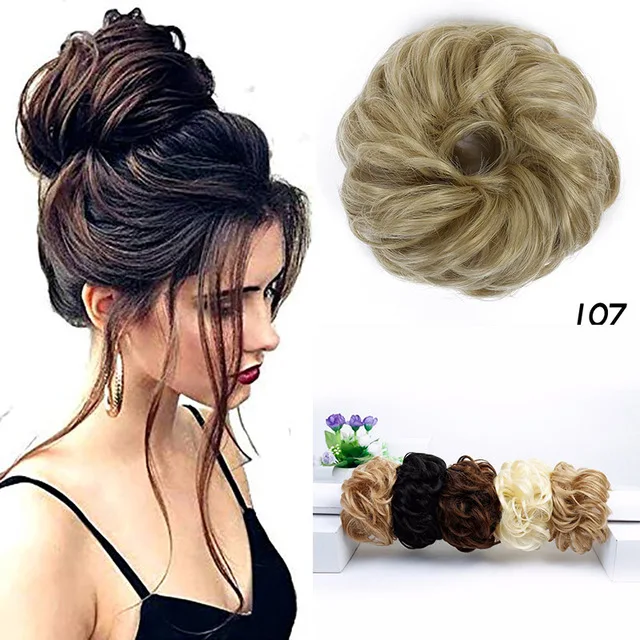 AOOSOO Ladies hair band with rubber band synthetic hair donut hair piece hairpin wrapped ponytail Hairwear - Цвет: 107