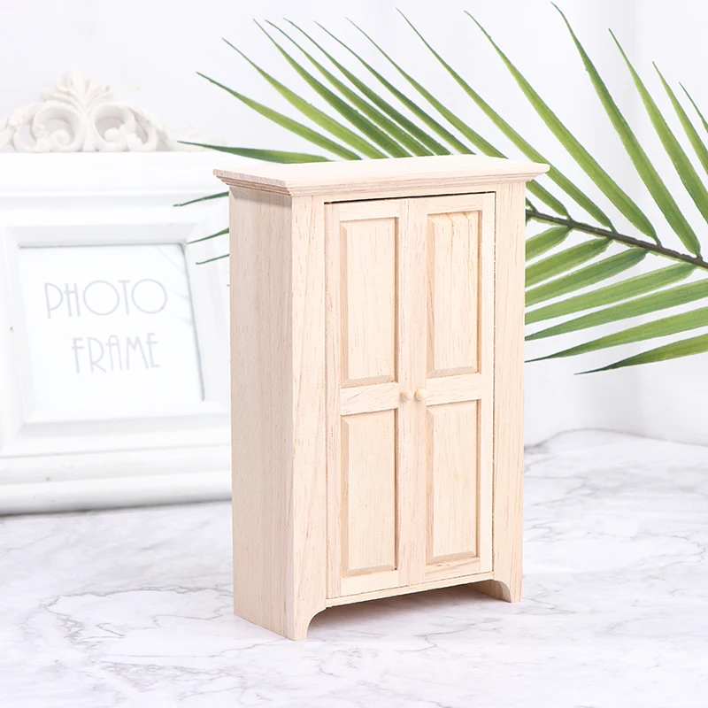

1/12 Dollhouse Miniature Accessories Mini Wooden Storage Wardrobe Simulation Cabinet Furniture Toys For Doll House