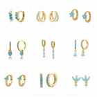 Модные богемные бирюзовые серьги для девушек медные предотвращающие аллергию серьги-кольца с блестящими кристаллами ювелирные изделия orecchini donna