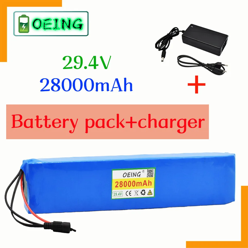 

2021 7S5P 29.4v 28Ah electric bicycle motor ebike scooter 29v li ion battery pack 18650 lithium rechargeable batteries+charger
