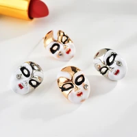 creative funny mask stud earrings gold plated silver color rhinestone earrings for men women couple earrings party jewelry gifts