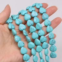 new natural blue turquoises bead 16pcs heart shape agates stone loose beads fit women jewelry bracelet necklace making wholesale