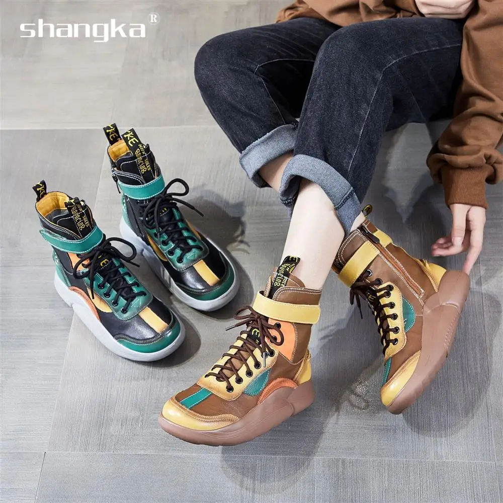 

Повседневные зимние ботинки, женские спортивные ботинки, модная Водонепроницаемая женская зимняя обувь до щиколотки на платформе, кожаные ...