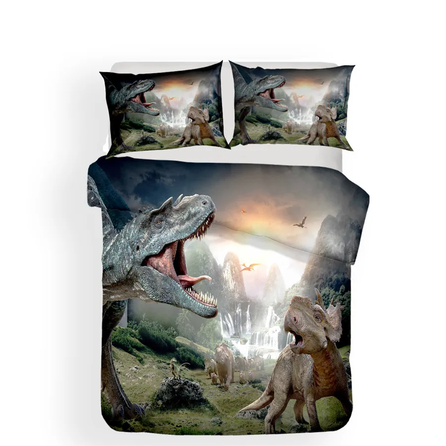 Комплект постельного белья HELENGILI 3D с принтом динозавра в парке Юрского периода