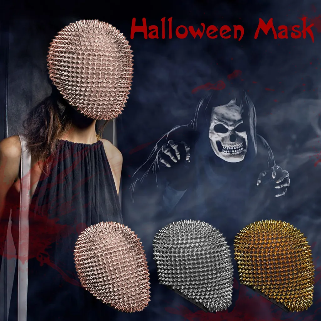 

Cosplay Funny Mask Studded Spikes Full Face Jewel Margiela Face Cover Holiday Halloween Horror Mascaras Masquerade Masque #40