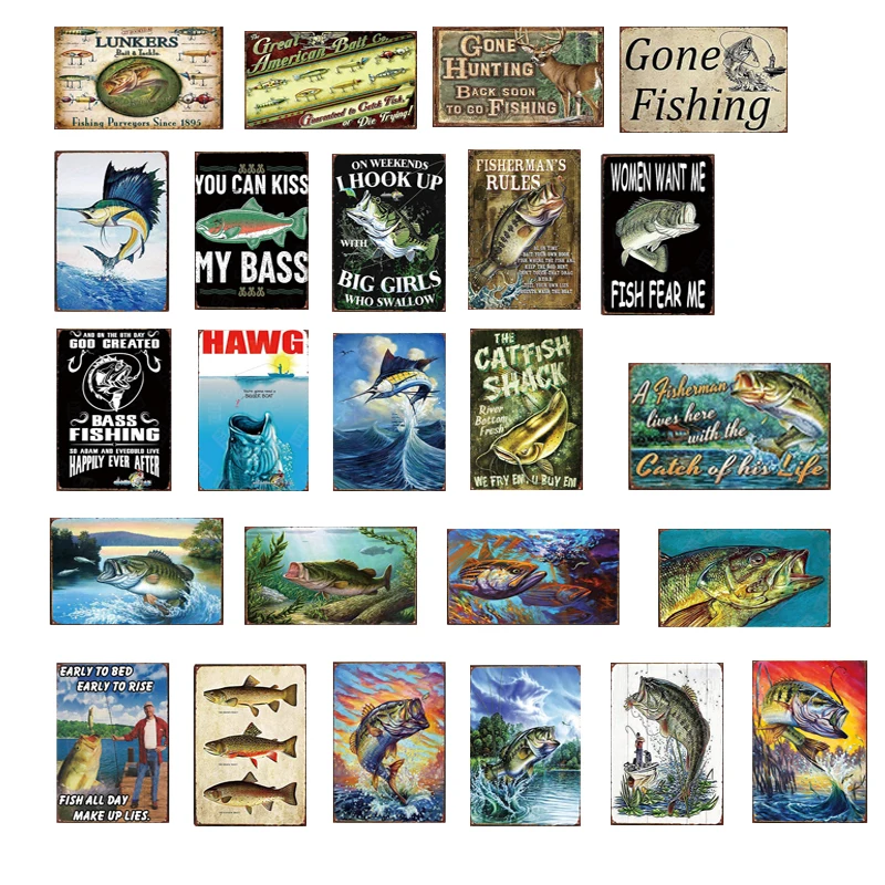 

Flying Fish In The Sea Metal Poster Decorative Plate Metal Retro Fish Sign Metal Plate Wine Bar Club Background Wall Decoration