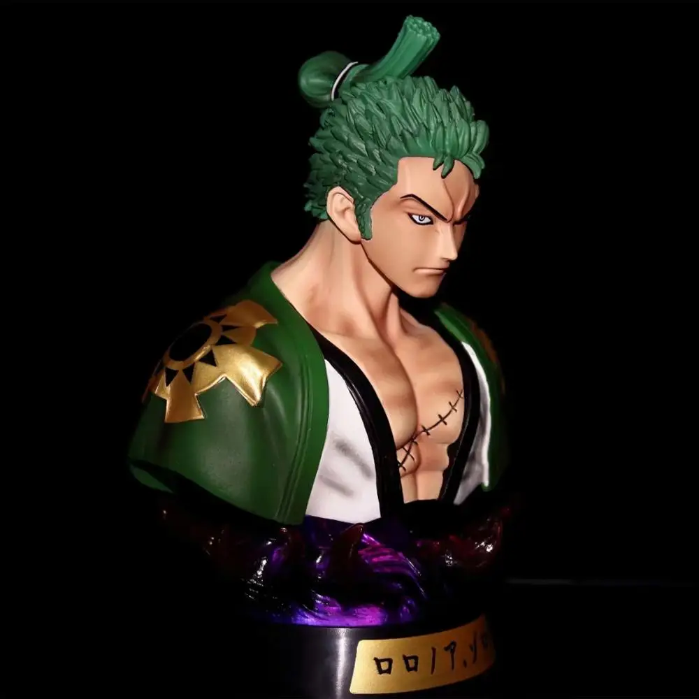 

One Piece Roronoa Zoro Led Bust Anime Figures Toys 160mm Remote Control Action Figurine