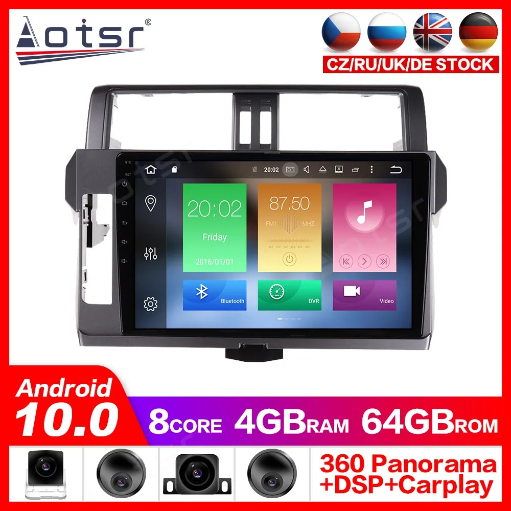 Android 10 0 GPS-навигатор радио DVD-плеер для Toyota Prado 2014-2017 видеоплеер стереоголовка
