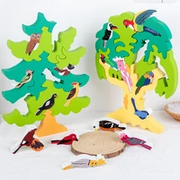 kids wooden stacking toys children diy bird tree puzzle montessori educational toy bird recognition shape matching assembled toy