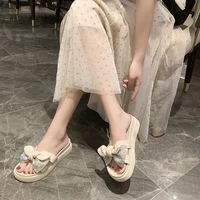bow casuales bling slippers women summer beach shoes beige black platform sandals fashion womens shoes platform ladys slippes