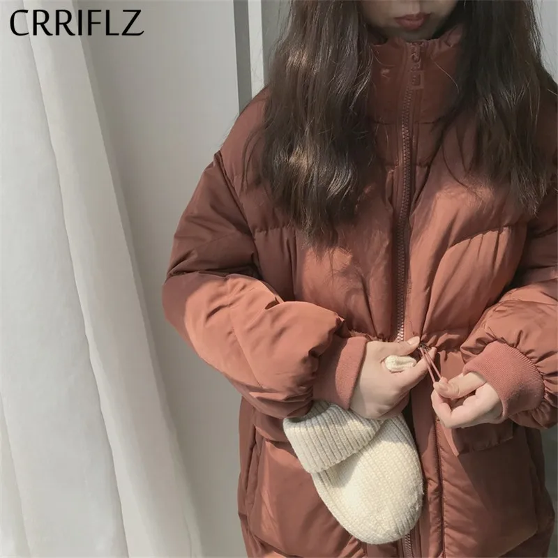 CRRIFLZ/Новинка женские зимние куртки короткая теплая плотная пуховая парка Модные