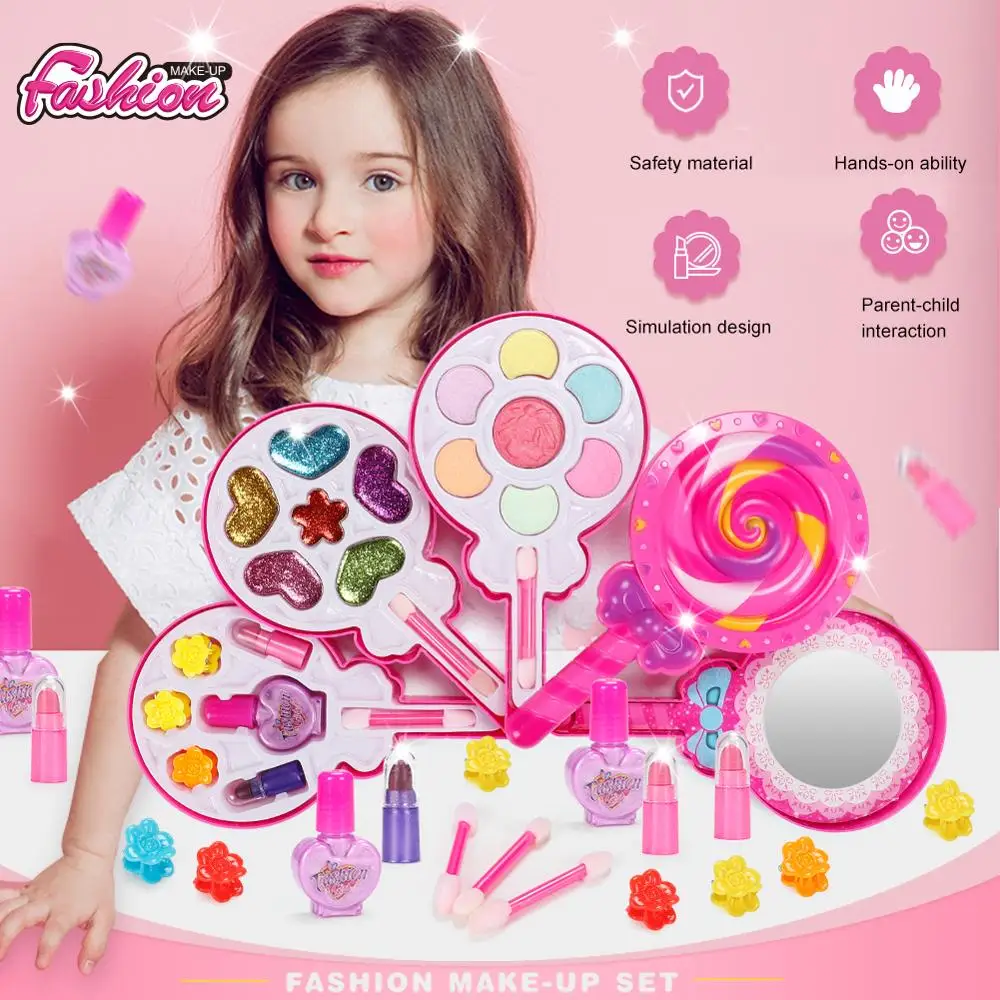 Safety Kid Girls Makeup box Pretend Play Make Up Toy Non-toxic Kit for Dressing Cosmetic Travel Box Beauty Toys | Игрушки и хобби