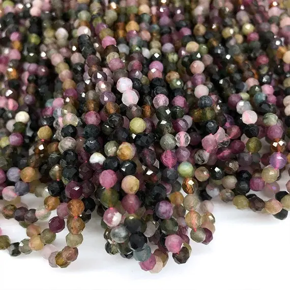 

Natural Muti Tourmaline Beads Micro Faceted Beads 2mm 3mm 4mm Faceted Gem Spacer Beads,Small Tiny Beads,1string of 15.5"