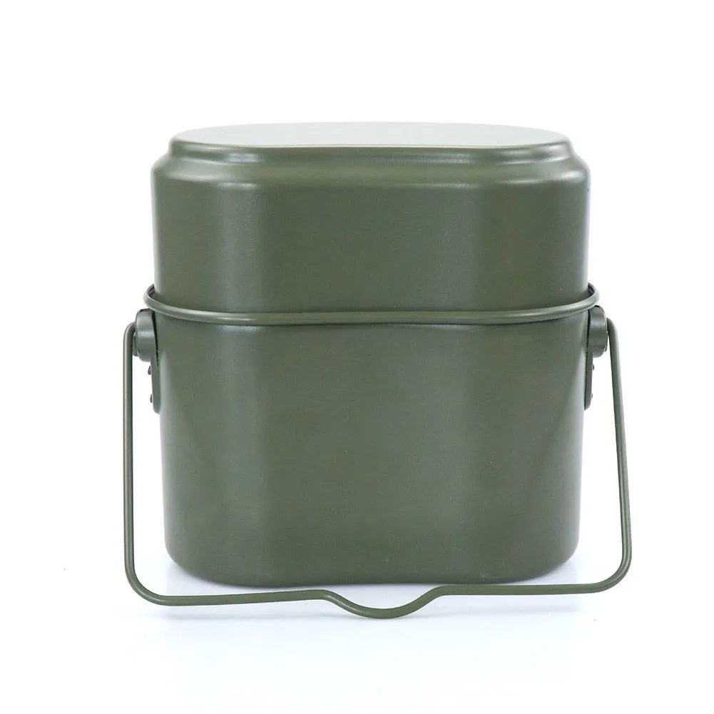 

3pcs In 1 Camping Cookware Cook Set Military Green Bento Lunch Boxes Pot Bowl Portable Tableware For Camping Hiking Survival