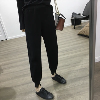 

NEW Women's pants: fashionable, versatile, slim, slim, slim, straight tube, cropped pants, sport black solid