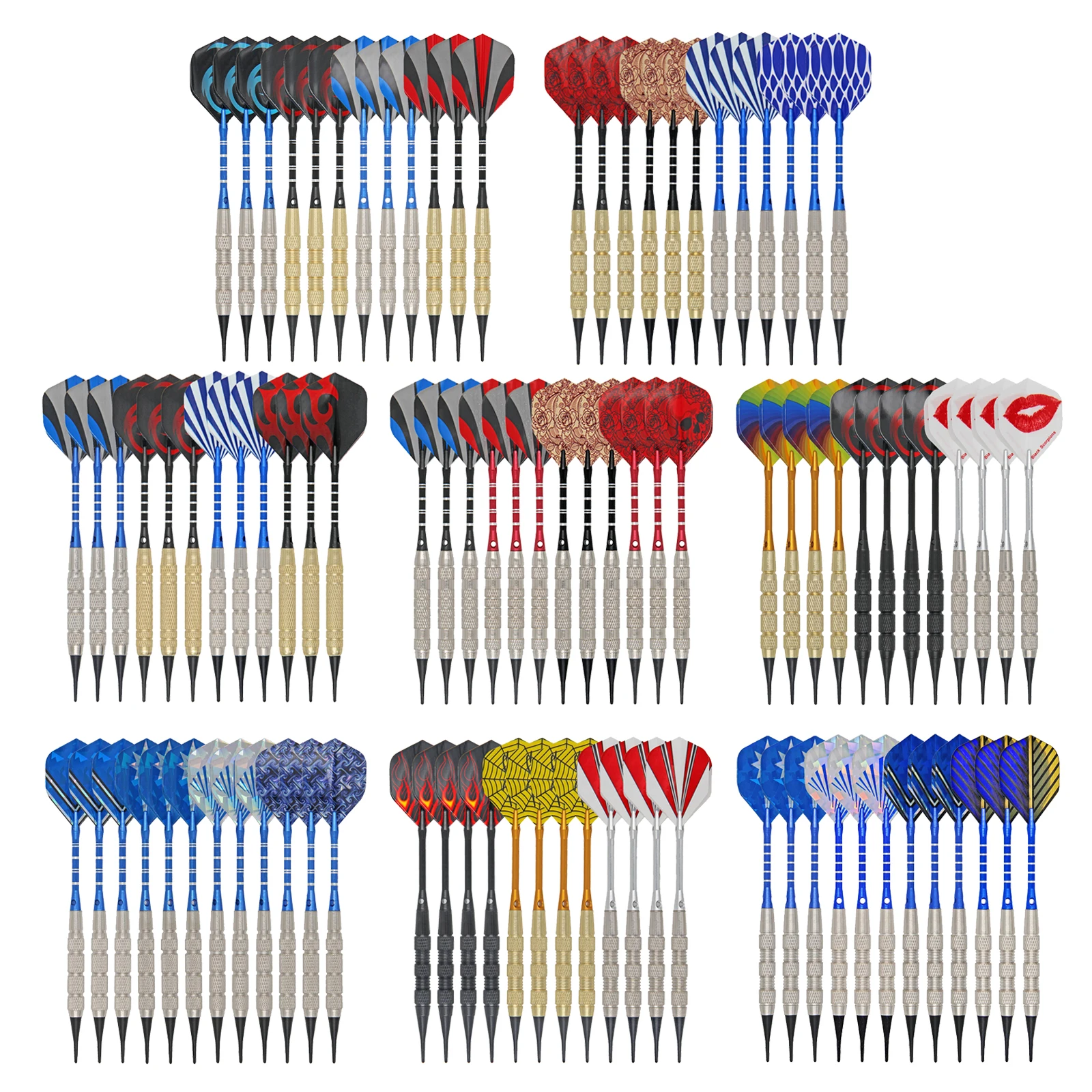 

Professional Soft Tip Darts Set,12 Pcs Soft Tipped Dart, Metal Barrels, Rods Shafts and s, 100 Safety Tip Points