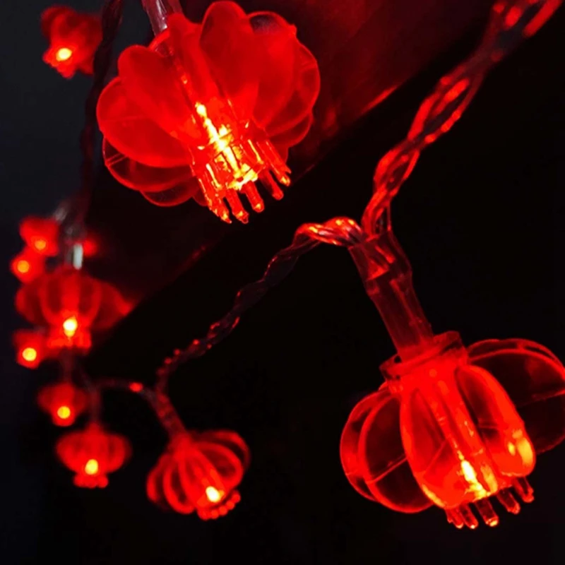 

33 Feet 80 LED Red Lanterns String Lights New Year Battery Operated String Lights for Spring Festival,Wedding,Party