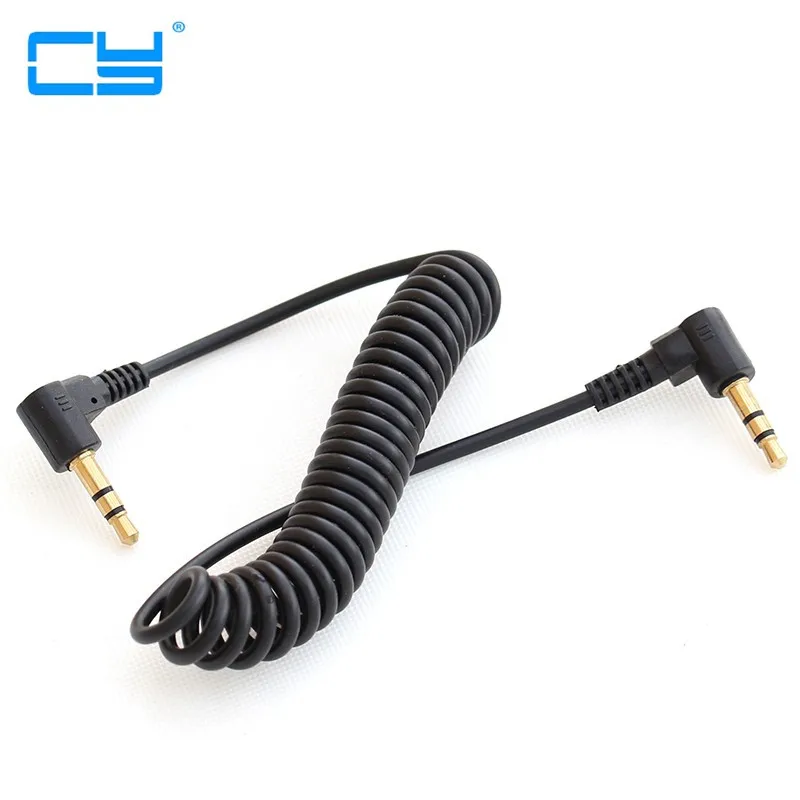 

30CM to 100cm Retractable Spring Two Angle 3.5mm Male to Male Stereo Audio AUX Cable for Car