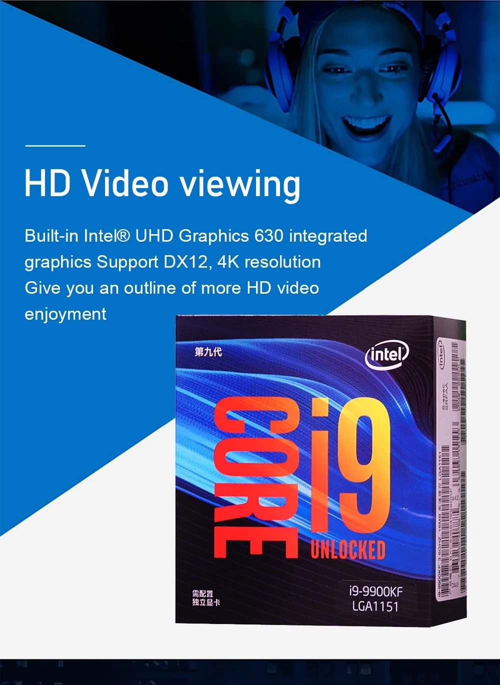 Процессор Intel Core i9-9900KF для настольных ПК 8 ядер до 5,0 ГГц Turbo разблокирован без процессора Графика LGA1151 серии 300 95 Вт