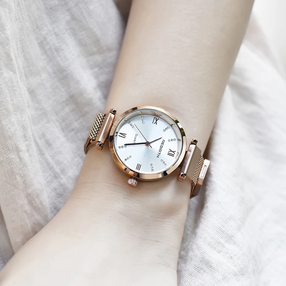 Роскошные женские часы браслет Творческий Магнитного Кварцевые из розового