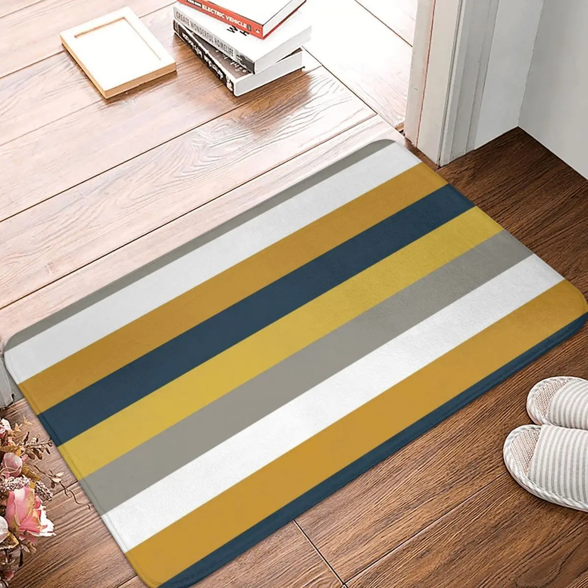 

Broad Stripes Doormat Carpet Mat Rug Polyester PVC Anti-slip Floor Decor Bath Bathroom Kitchen Bedroom 40x60