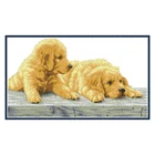 Наборы для вышивки крестиком Golden Retriever, ткань с принтом 11CT 14CT, наборы для вышивки симпатичными собаками, рукоделие сделай сам, картины для домашнего декора