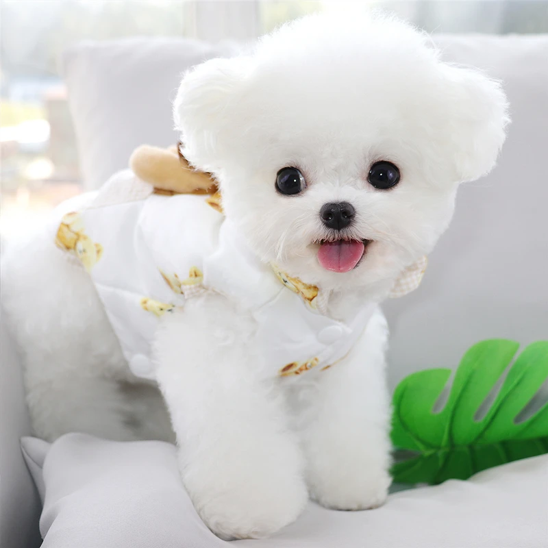 

White Puppet Bear Dog Coat Autumn and Winter Clothes Pet Coat Poodle Padded Jacket Puppy Warm Clothes Soft Pet Supplies