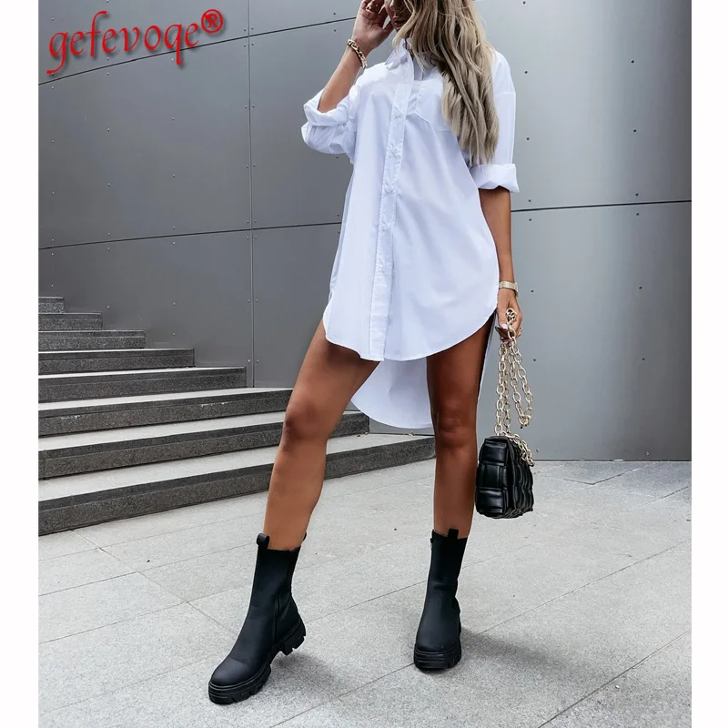 Женская Асимметричная блузка на пуговицах однотонная Повседневная офисная