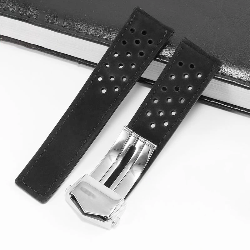 High Quality 22mm Cow Leather Watchband For HEUER Series Men Band Watch Strap Wrist Bracelet Accessories Folding Buckle Brown