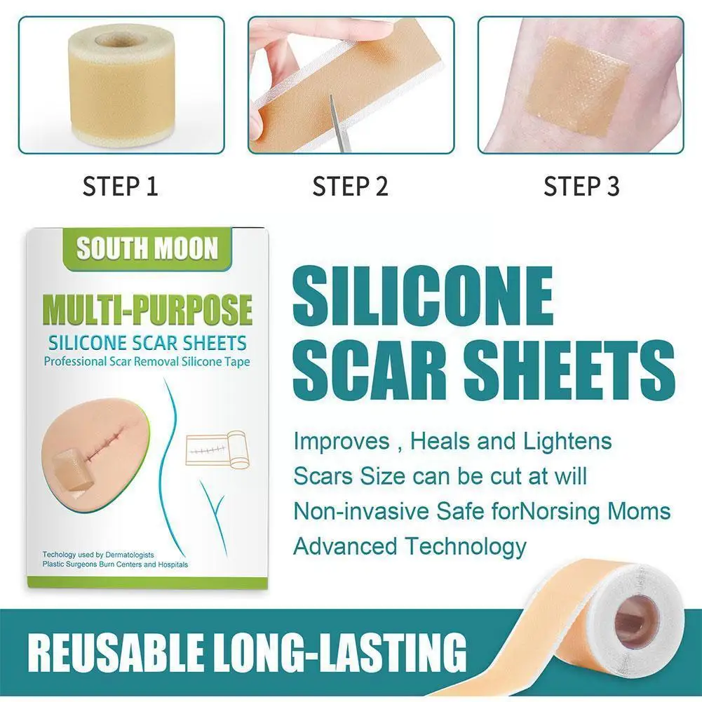 

1roll Silicone Gel Efficient Beauty Scar Removal Silicone Gel Self-adhesive Silicone Gel Tape Patch For Acne Burn Scar Redu J8e5