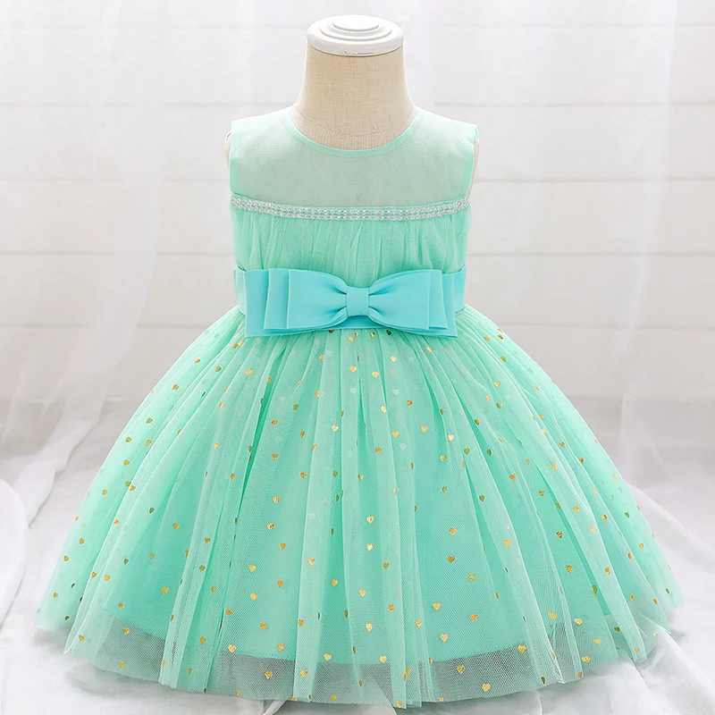 

2021 Child Kids Clothes Baptism 1 Year Birthday Dress Baby Girl Lace Princess Dresses Party Dress Heart Pattern Costumes Gown