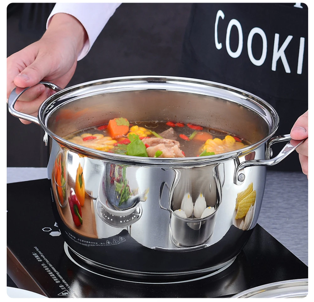 Двухслойный толстый Пароварка из нержавеющей стали суп паровой горшок