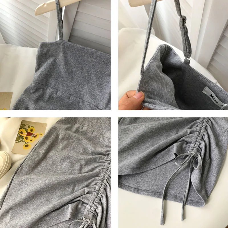 

Sleeveless Dresses Women All-match Pure Color Knee-Length Strapless Summer Chic Shirring Casual Sexy Classic Simple Soft Newest
