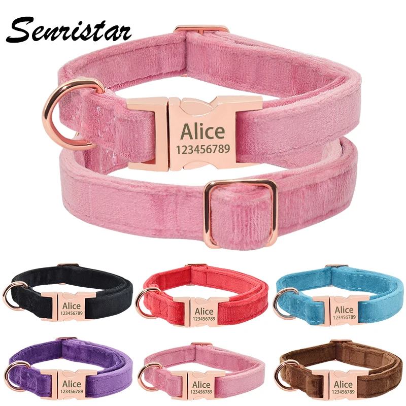 Custom Dog Name Collar Personalized Engraved Metal Buckle Name Dog Collar Soft Plush Pet Dog Collar for Small Medium Large Dogs