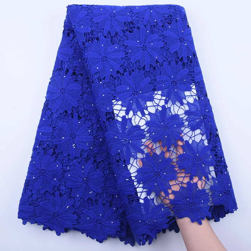 Королевский синий Африканский сухой сетчатый кружевной материал нигерийский