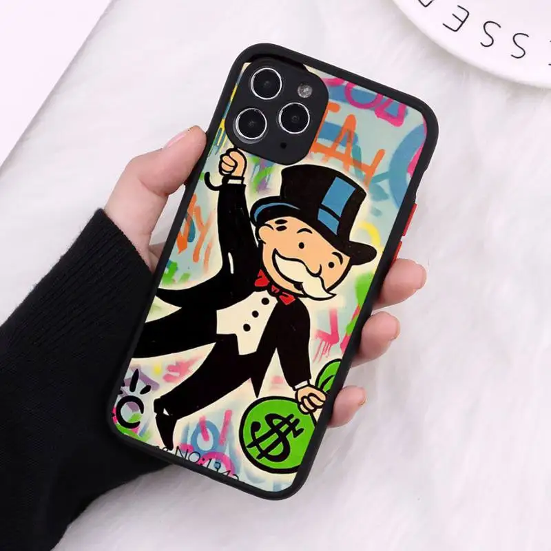 

Cartoon Dollar Monopoly Phone Case Matte Transparent for iPhone 7 8 11 12 s mini pro X XS XR MAX Plus cover funda