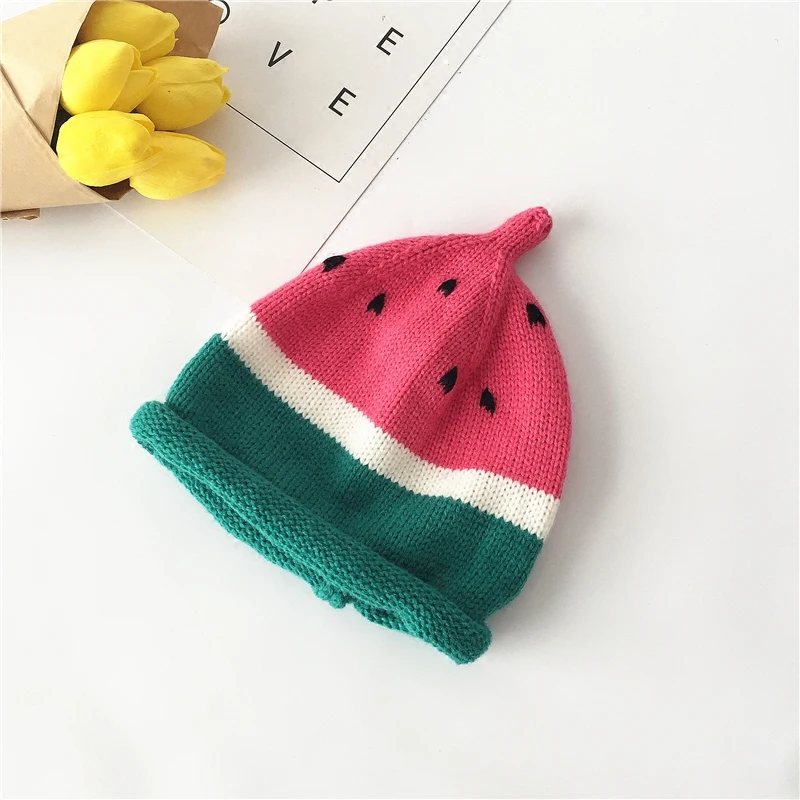 

DeePom Kids Winter Hats For Girls Boys Child Warm Knitted Cap Children Watermelon Winter Beanie Bone Bonnet Chapeu