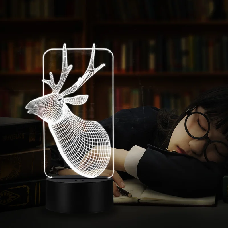 VCity Новый 3D оптический голова оленя ночной Светильник разных цветов для