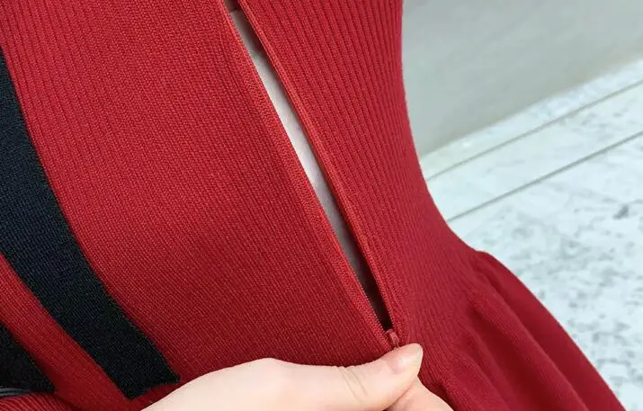 Красное платье для беременных сезон осень-зима трикотажное кормящих женщин с