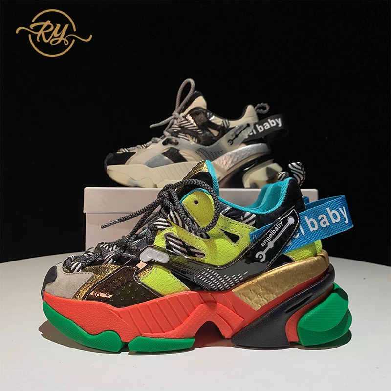 Женские кроссовки на танкетке из натуральной кожи весну новый стиль роскошный