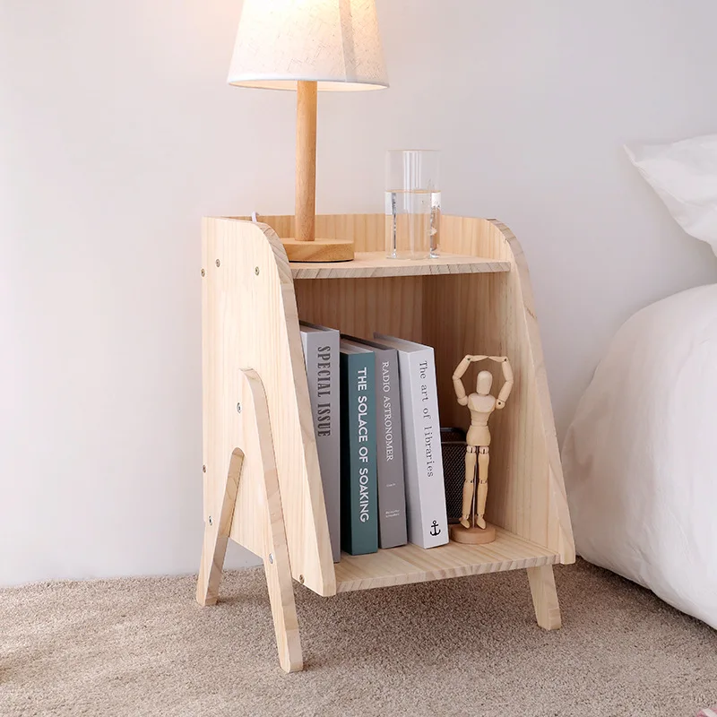 

Nordic solid wood simple bedside table minimalist bedroom bedside shelf small apartment low cabinet creative bedside table