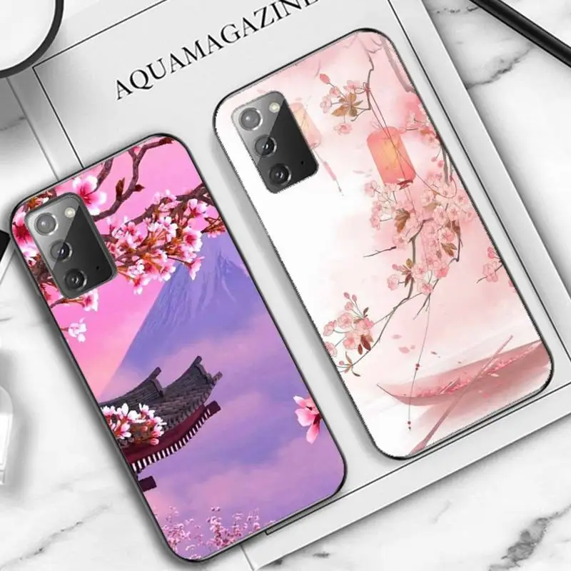 

YNDFCNB pink Cherry Blossom Sakura Phone Case for Samsung Note 5 7 8 9 10 20 pro plus lite ultra A21 12 02