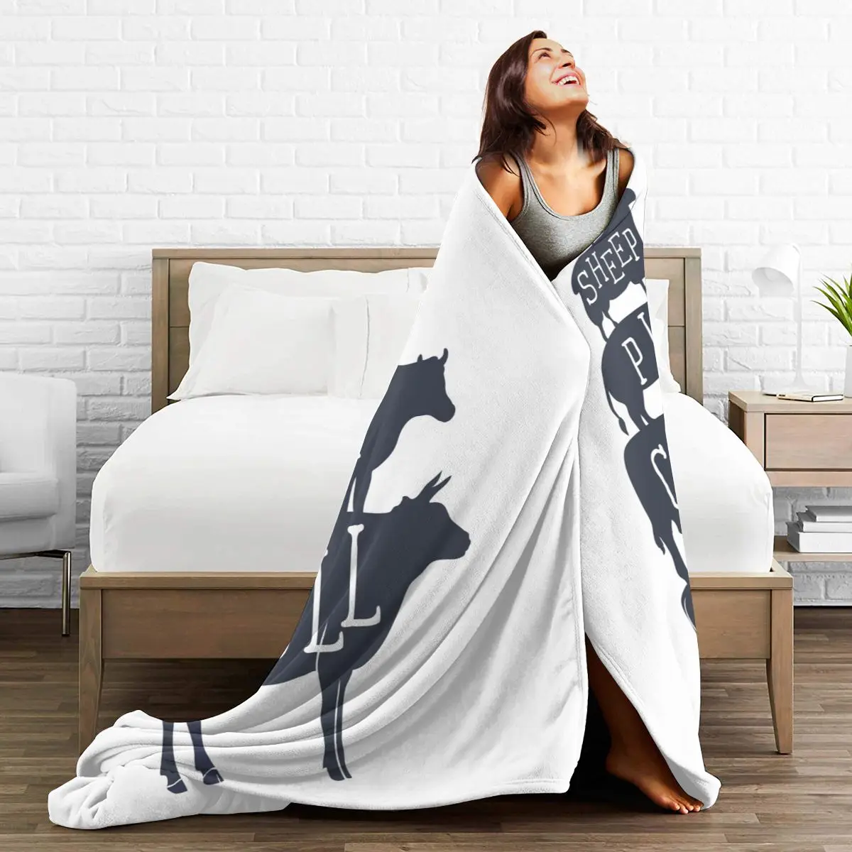 

Unique Blanket to Family Friends Chicken Sheep Cow And Bull Farmhouse Durable Super Soft Comfortable for Home Gift Blanket
