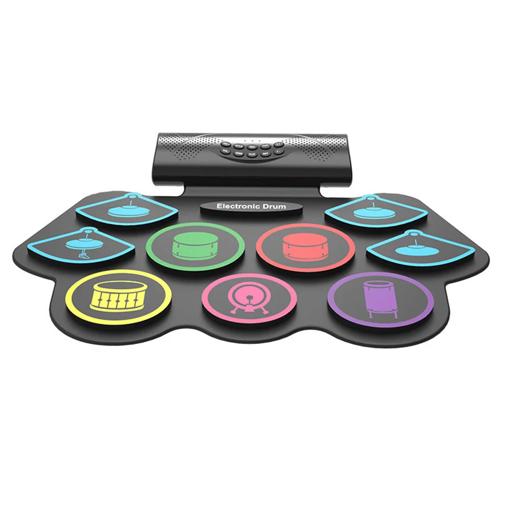 

Electronic Drum Set Rechargeable Practice Drum Pad with Built-in Dual Speakers