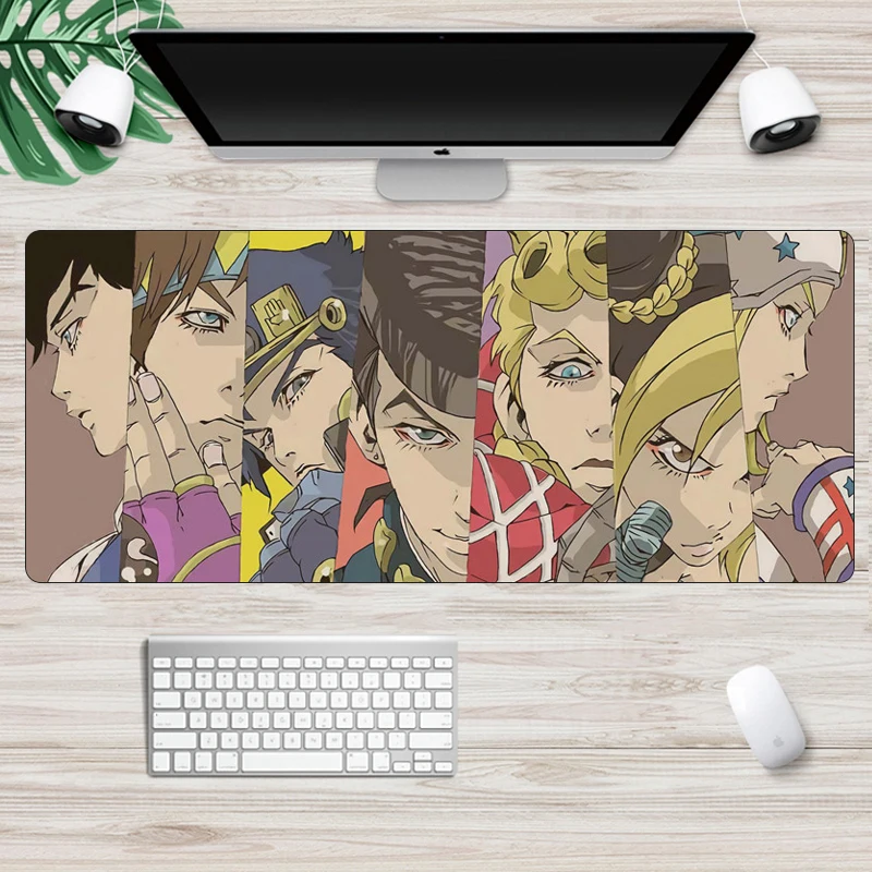 anime jojo bizarre adventure gaming mousepad laptop pc computer large mouse pad locking edge rubber unique desk mat free global shipping