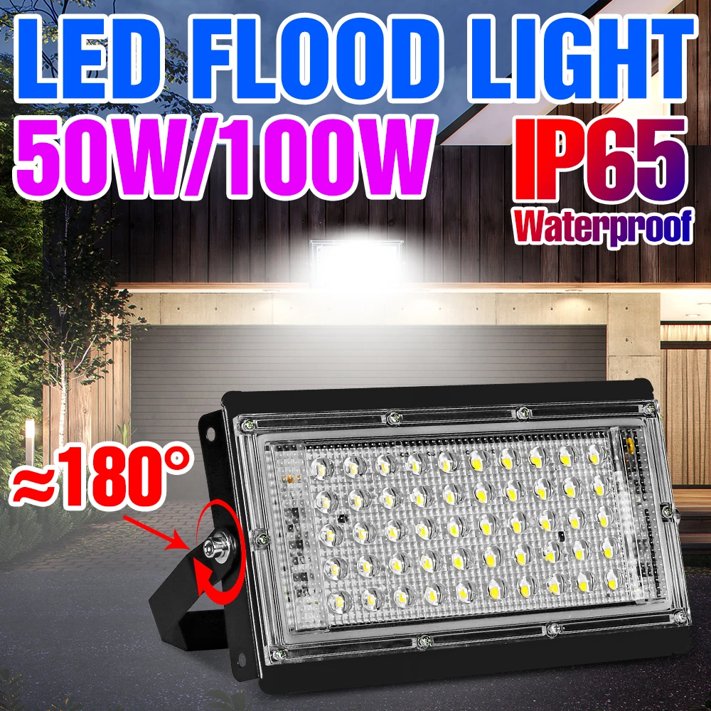 

2Pcs LED Wall Lamp Outdoor Street Spotlight 220V Projector Bulb 50W 100W Waterproof LED Floodlight For Garden Landscape Lighting