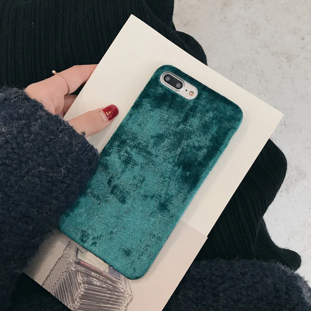 Fashion Velvet Plush Fabrics Smooth Case For iPhone 7 8 6 6s Plus Solid Color Warm Soft Back Cover For iPhone 11 Pro X XR XS Max